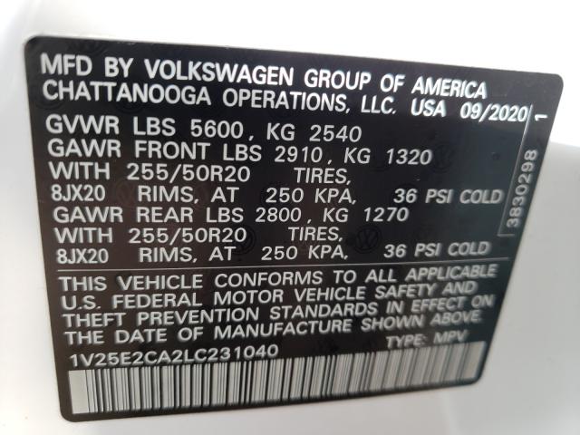 2020 VOLKSWAGEN ATLAS CROS 1V25E2CA2LC231040