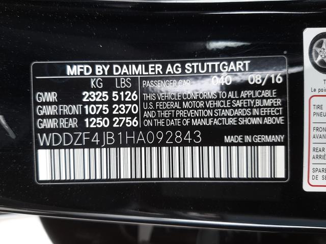 2017 MERCEDES-BENZ E 300 WDDZF4JB1HA092843
