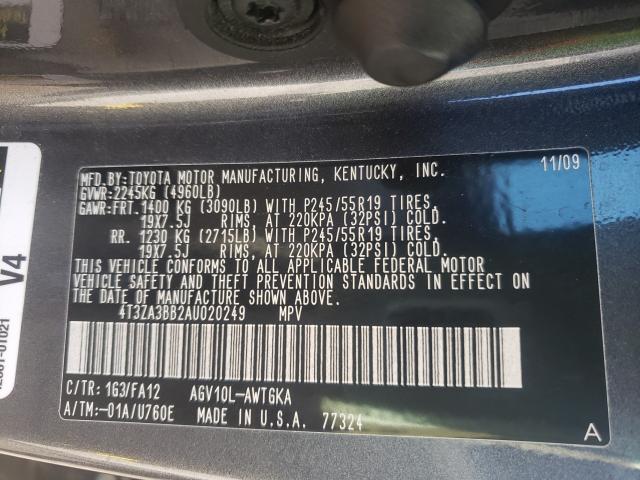 2010 TOYOTA VENZA 4T3ZA3BB2AU020249