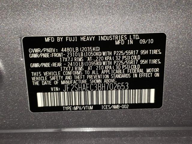2011 SUBARU FORESTER L JF2SHAEC3BH702653