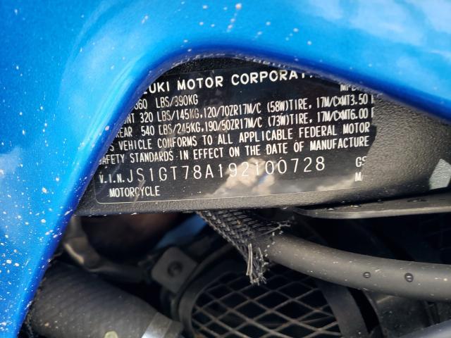 2009 SUZUKI GSX-R1000 JS1GT78A192100728