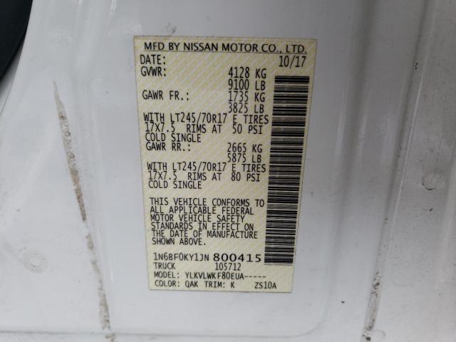 2018 NISSAN NV 1500 S 1N6BF0KY1JN800415