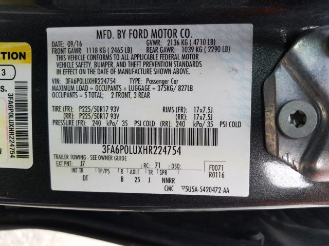 2017 FORD FUSION SE - 3FA6P0LUXHR224754