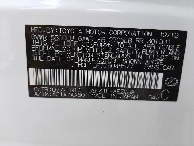 2013 LEXUS LS 460L JTHGL1EF7D5048577