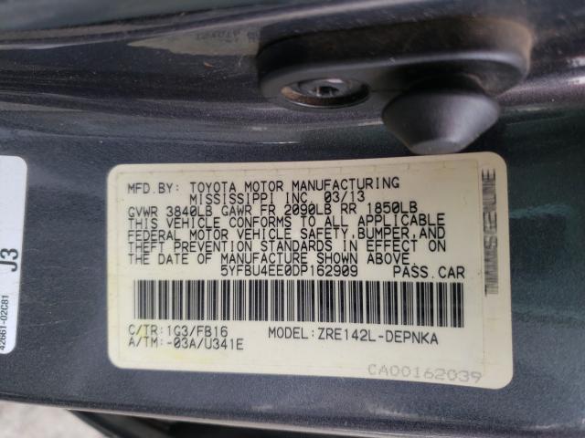2013 TOYOTA COROLLA BA - 5YFBU4EE0DP162909