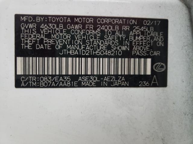 2017 LEXUS IS 200T JTHBA1D21H5048210