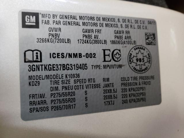 2011 CHEVROLET AVALANCHE 3GNTKGE37BG319405