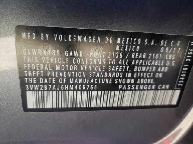 2017 VOLKSWAGEN JETTA S 3VW2B7AJ6HM405756