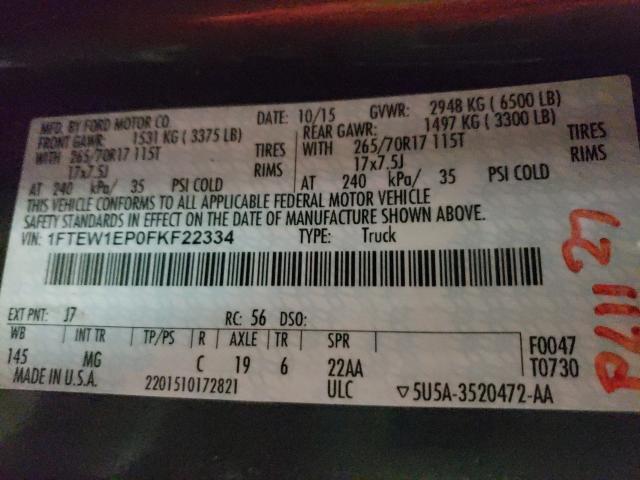 2015 FORD F150 SUPER 1FTEW1EP0FKF22334
