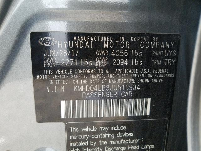 2018 HYUNDAI ELANTRA SP KMHD04LB3JU513934