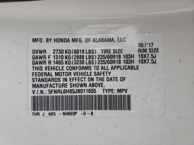 2018 HONDA ODYSSEY TO 5FNRL6H85JB011655