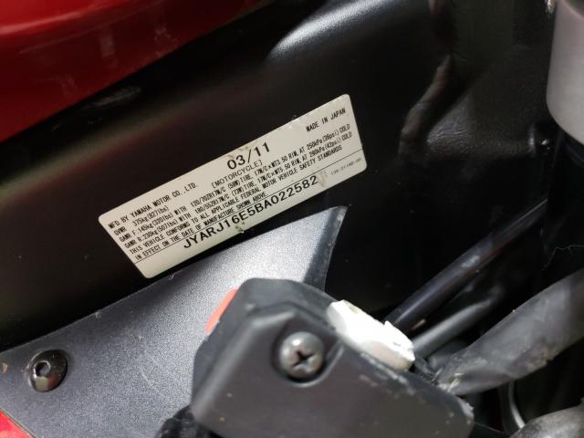 2011 YAMAHA YZFR6 JYARJ16E5BA022582