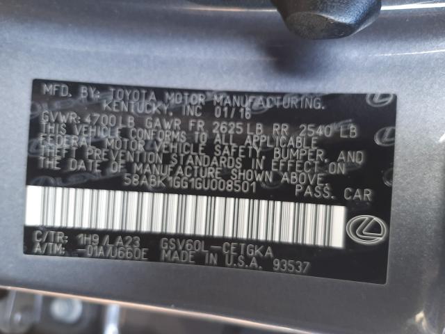 2016 LEXUS ES 350 58ABK1GG1GU008501