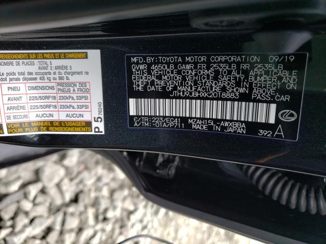 2019 LEXUS UX 250H JTHU9JBHXK2018883