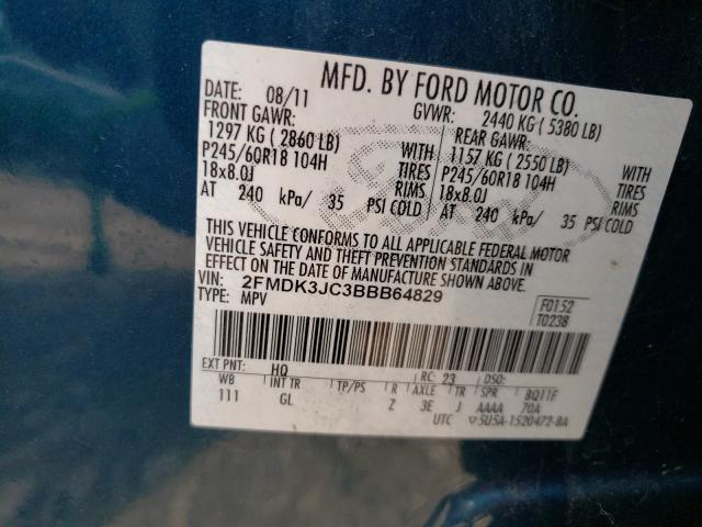 2011 FORD EDGE SEL 2FMDK3JC3BBB64829