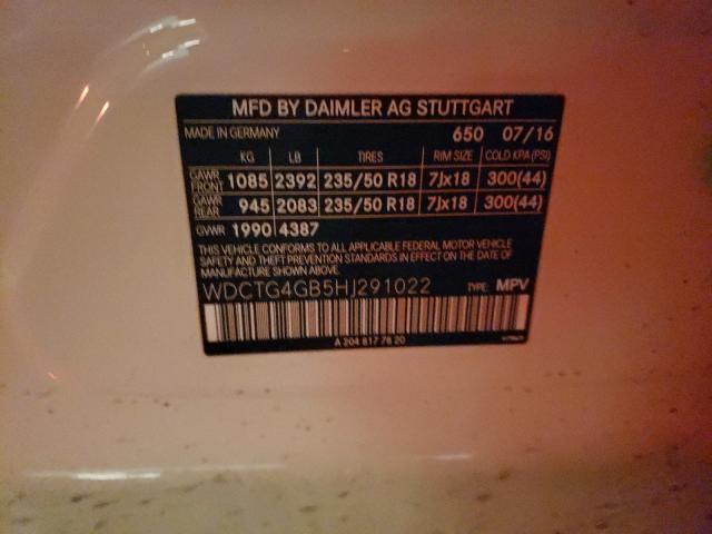 2017 MERCEDES-BENZ GLA 250 4M WDCTG4GB5HJ291022