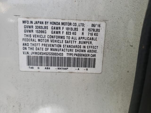 2016 HONDA FIT LX JHMGK5H52GS002433