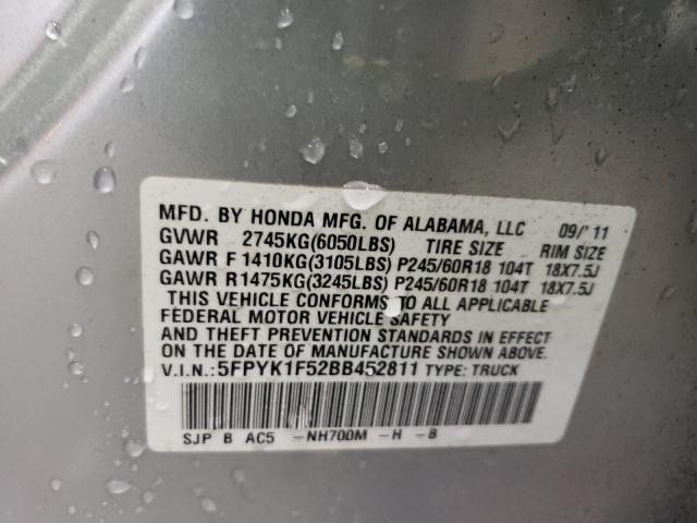2011 HONDA RIDGELINE 5FPYK1F52BB452811
