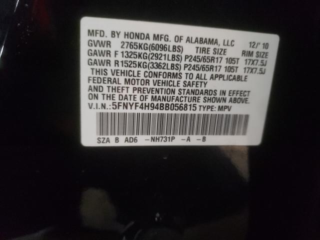 2011 HONDA PILOT TOUR 5FNYF4H94BB056815