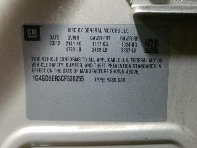 2012 BUICK LACROSSE P 1G4GD5ER3CF320255