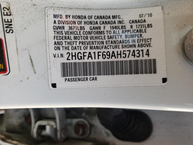 2010 HONDA CIVIC LX-S 2HGFA1F69AH574314