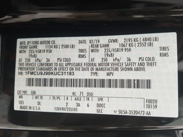 2019 FORD ESCAPE TIT 1FMCU9J90KUC31183