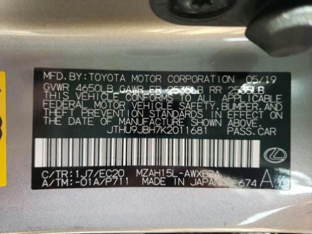 2019 LEXUS UX 250H JTHU9JBH7K2011681