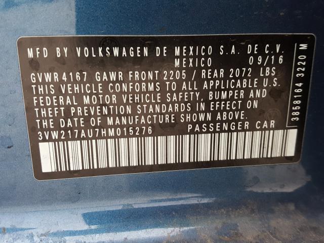 2017 VOLKSWAGEN GOLF S 3VW217AU7HM015276