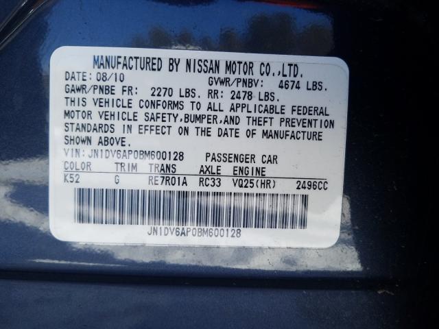 2011 INFINITI G25 BASE JN1DV6AP0BM600128