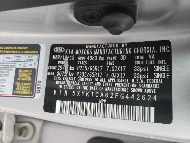 2014 KIA SORENTO LX 5XYKTCA62EG442624