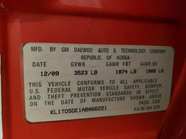 2010 CHEVROLET AVEO LS KL1TD5DE1AB066221