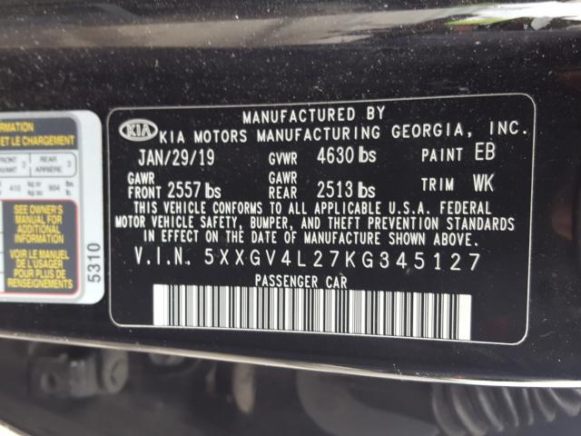 2019 KIA OPTIMA SXL 5XXGV4L27KG345127