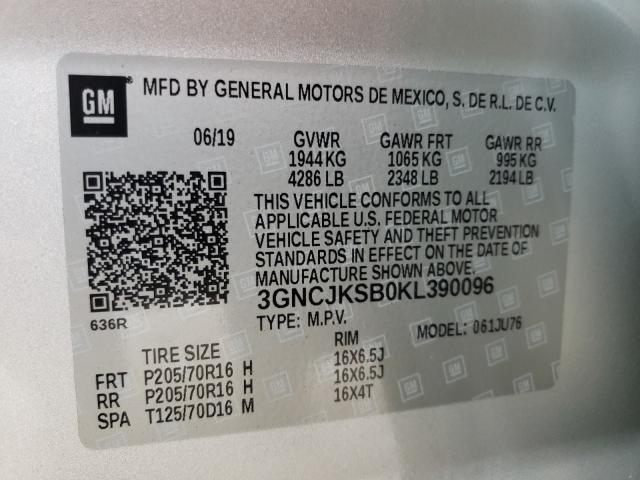 2019 CHEVROLET TRAX LS 3GNCJKSB0KL390096