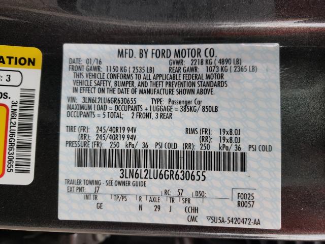 2016 LINCOLN MKZ HYBRID 3LN6L2LU6GR630655