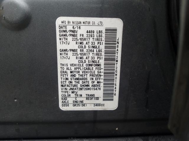 2016 NISSAN ROGUE S JN8AT2MT2GW015476