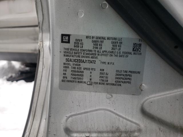 2010 BUICK ENCLAVE CX 5GALVCED3AJ173472