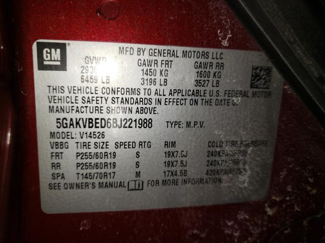 2011 BUICK ENCLAVE CX 5GAKVBED6BJ221988