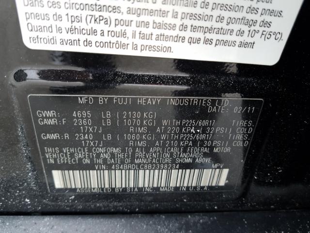 2011 SUBARU OUTBACK 4S4BRDLC8B2398234