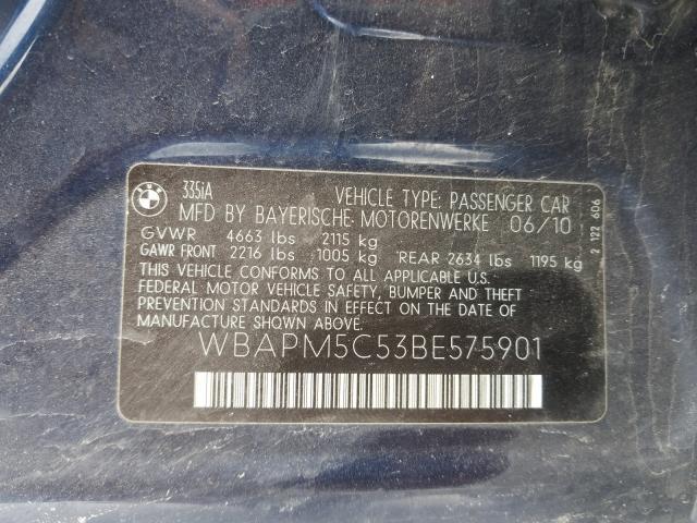 2011 BMW 335 I WBAPM5C53BE575901