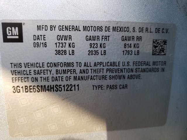 2017 CHEVROLET CRUZE LT 3G1BE6SM4HS512211
