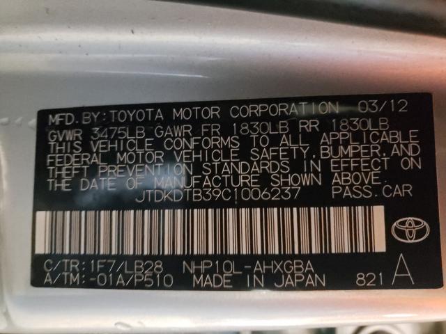2012 TOYOTA PRIUS C JTDKDTB39C1006237
