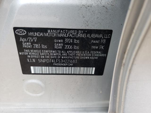 2018 HYUNDAI ELANTRA SE 5NPD74LF5JH221683