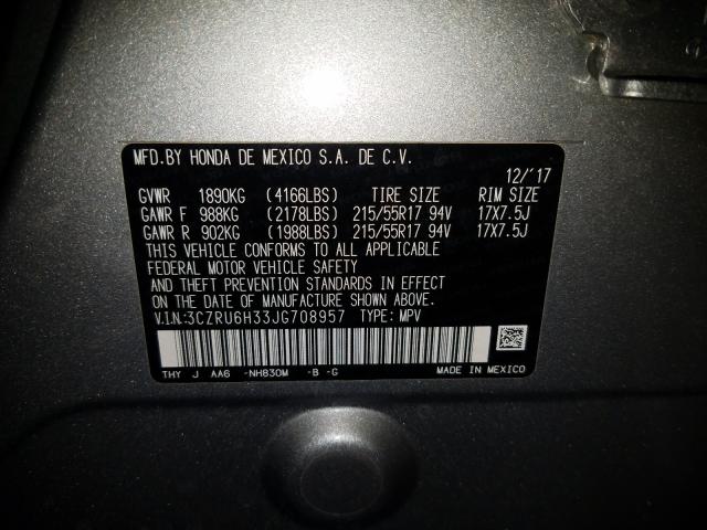 2018 HONDA HR-V AWD 3CZRU6H33JG708957
