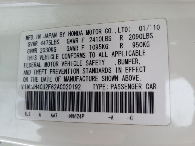 2010 ACURA TSX JH4CU2F62AC020192