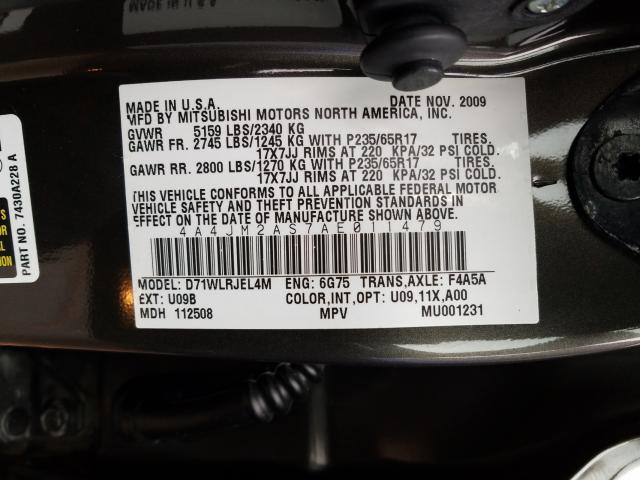 2010 MITSUBISHI ENDEAVOR L 4A4JM2AS7AE011479