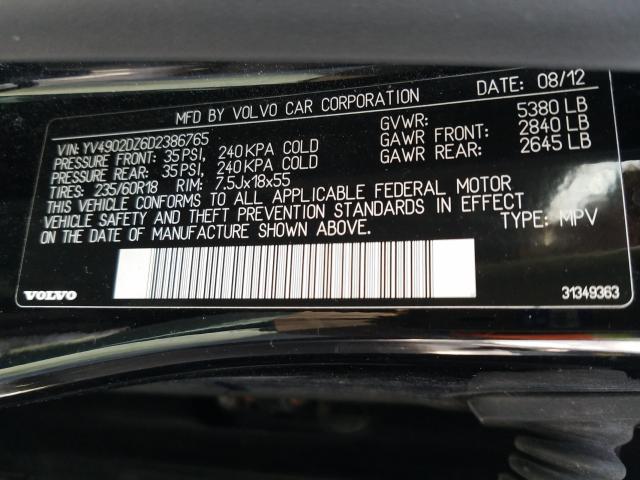 2013 VOLVO XC60 T6 YV4902DZ6D2386765