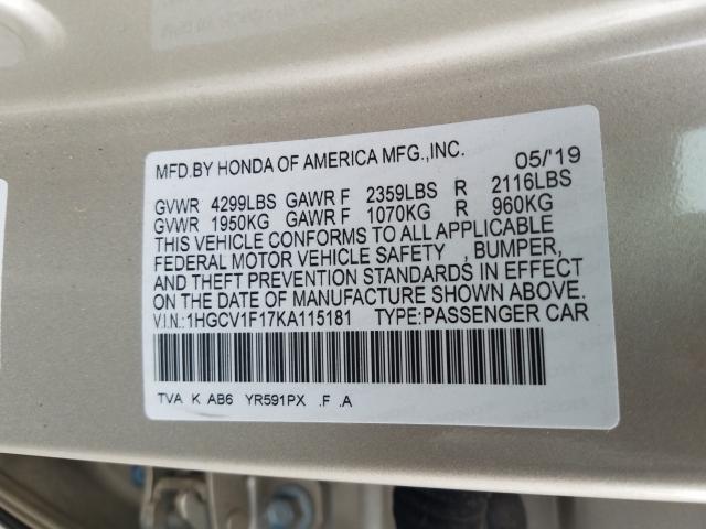 2019 HONDA ACCORD LX 1HGCV1F17KA115181