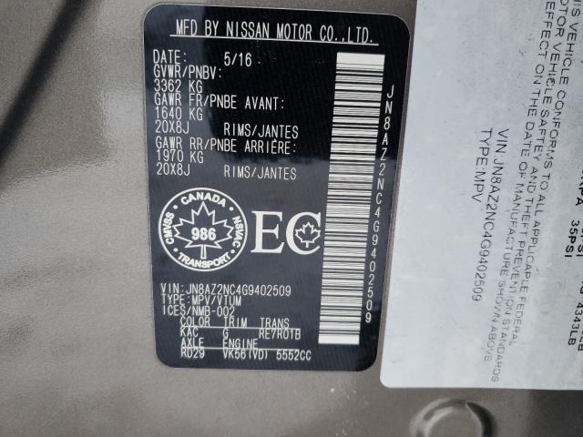 2016 INFINITI QX80 JN8AZ2NC4G9402509