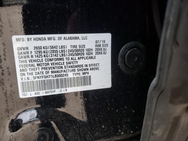 2020 HONDA PILOT BLAC 5FNYF6H71LB000245