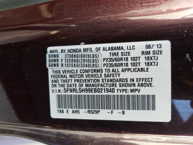2014 HONDA ODYSSEY TO 5FNRL5H99EB021940